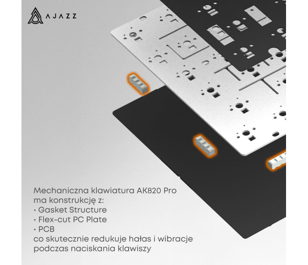 Ajazz AK820 Pro Gift Switch Black Gray Yellow RGB - 1536364 - zdjęcie 6
